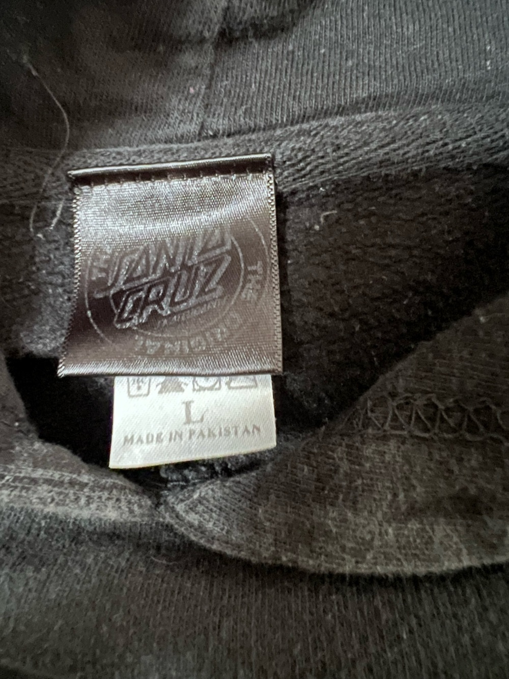 Santa Cruz Skateboards Black Hoodie with Pink Logo and White Stripes - Picture 3 of 3
